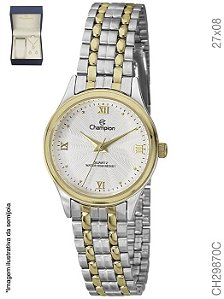 Relógio de Pulso Champion Misto Kit Colar e Brinco Feminino CH29870C