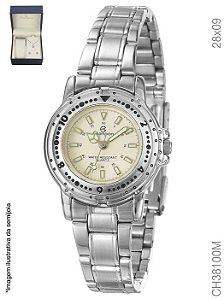 Relógio de Pulso Champion CH 38100M Kit Gargantilha com Zirconea e Brincos Prateados com zirconea
