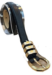 CINTO PRETO C/ DETALHE DOURADO