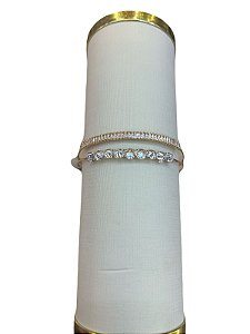 BRACELETE DOURADO C/ PEDRAS BRANCAS