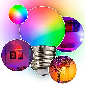 Kit 60 Lâmpadas LED RGB | Bolinha 2w | E27
