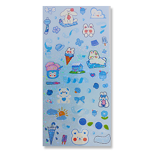 Cartela de Adesivos Holográficos Cute Animals
