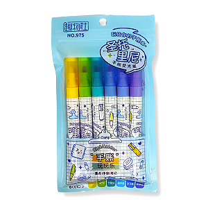 Marca-Texto com Ponta Flexível - Kit com 6 cores