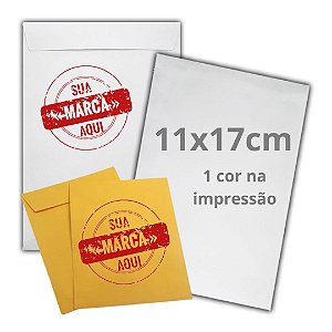 1.000 Envelopes Carta 17x11cm, impressão frente 1 cor