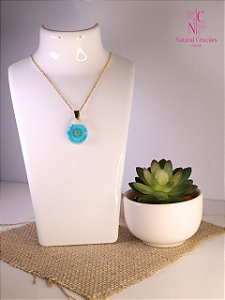 Colar com Pingente de Resina e Flores Naturais - MODEL-20247