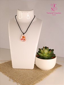 Colar com Pingente de Resina e Flores Naturais - MODEL-20248