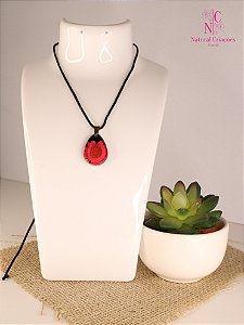 Colar com Pingente de Resina e Flores Naturais - MODEL-20249