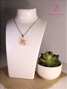 Colar com Pingente de Resina e Flores Naturais - MODEL-202415