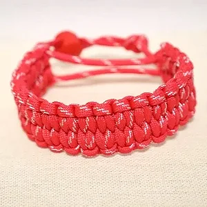 Bracelete VERMELHO CLARO RAJADO BRANCO