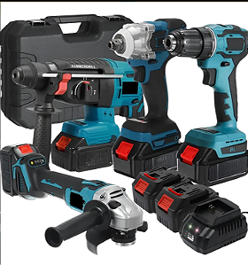 Kit Ferramentas 4 em 1 com Bateria Potente