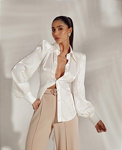 Camisa Cetim Off White