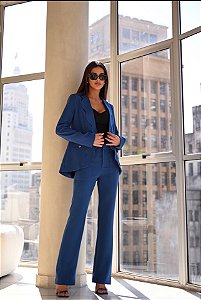 Conjunto Alfaitaria Calça e Blazer Azul Petróleo