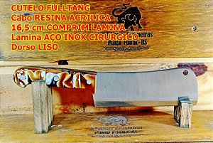 Cutelo fulltang cabo resina acrilica lamina aço inox