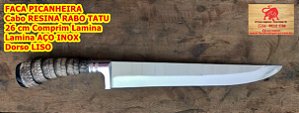 Faca Picanheira cabo Rabo Tatu Resina (imitação) lamina aço inox