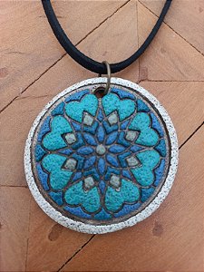 Colar Mandala Redondo Pequeno Turquesa