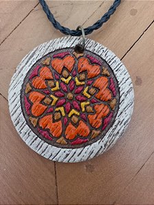 Colar Mandala Redondo Pequeno Vermelho e Laranja
