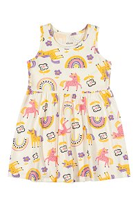 Vestido infantil unicornios e arco iris Elian