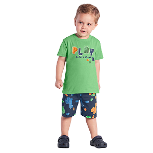Pijama Infantil Menino 100% Algodão com Estampa Que Brilha no Escuro