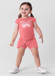 Conjunto Blusa Meia Malha e Shorts Saia Meia Malha Maquinetada-BRANDILI