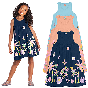 Vestido Infantil Feminino Cores Tropical Brandili