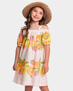 Vestido Infantil Feminino Ciganinha Frutas FAKINI