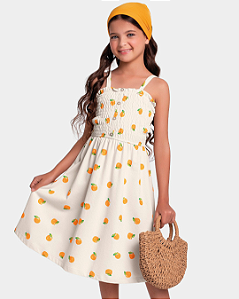 Vestido Juvenil Feminino Fakini em Malha Favo com Estampa de Morangos