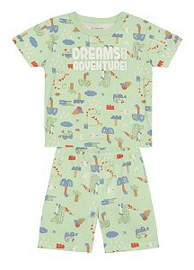 Pijama infantil menino de dino brilha no escuro Brandili