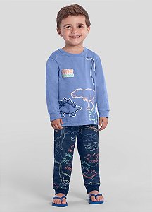 Pijama infantil menino de dinossauro brilha no escuro Brandili