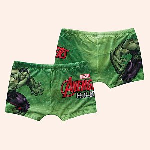 Sunga Infantil boxer com forro em cotton poliéster Os Vingadores Hulk