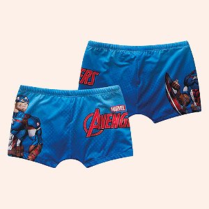 Sunga Infantil boxer com forro em cotton poliéster Os Vingadores Capitão America