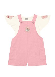 Conjunto infantil menina com jardineira Mundi