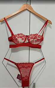 Conjunto Beijos  - P - Vermelho