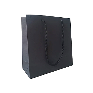 10 Sacolas De Papel Lisas Preta PP - 15LX15AX6Fcm