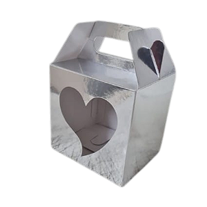 500 Caixas Prata desenho coração para Canecas 10x10x10cm