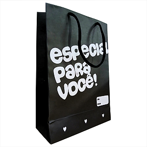 Sacolas De Papel Estampada ESPECIAL - Preta 18x26x8cm C/250und