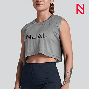 Croped Njal Cinza Algodão