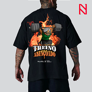 Camiseta Oversized Masculina Treino Abençoado.