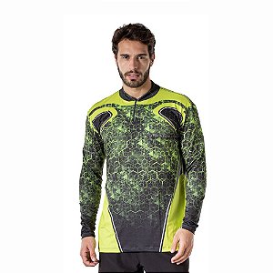 Camiseta Zíper Verde Neon UV50+