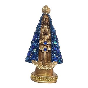 Imagem Nossa Senhora Aparecida 13cm Gesso Cristal Azul Escuro