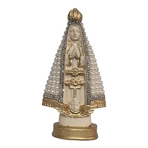 Imagem Nossa Senhora Aparecida 13cm Gesso Pérola Bege
