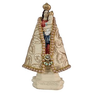 Imagem Nossa Senhora de Nazaré 17/10cm Gesso Renda Ouro