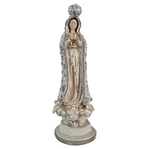 Imagem Nossa Senhora de Fátima 38cm Gesso Cristal