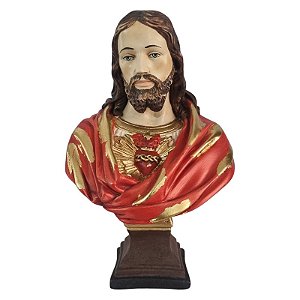 Imagem Sagrado Coração de Jesus Busto 23cm Gesso Barroco