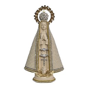 Imagem Nossa Senhora Aparecida com Resplendor 41cm Gesso Pérola Bege