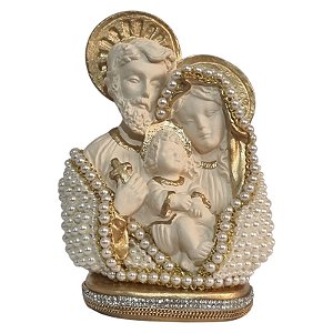 Sagrada Família busto P  325g  14/10,5cm  gesso/pérolas sintéticas