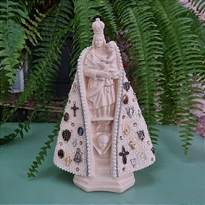 Imagem Nossa Senhora de Nazaré 28cm Gesso Renda Medalha