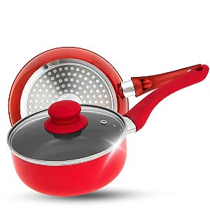 PANELA REVESTIMENTO NANOCERAMICO COM TAMPA 20CM VERMELHA