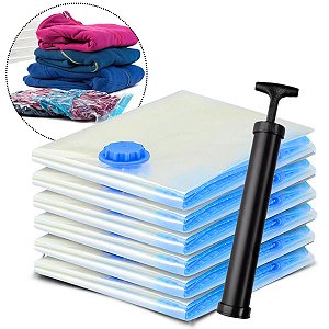 Saco À Vácuo Para Viagem Mala 60x80 Cm Kit 05 Un + Bomba