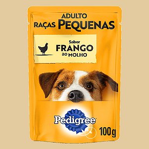 KIT 4 Unidades Ração Úmida Pedigree Sachê Frango ao Molho para Cães Adultos de Raças Pequenas 100g