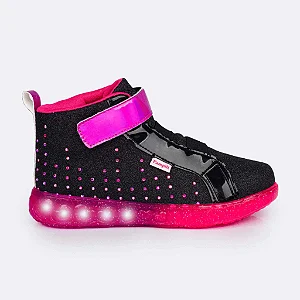 Tênis Infantil Menina Sneaker Pampili Led- Preto/Pink